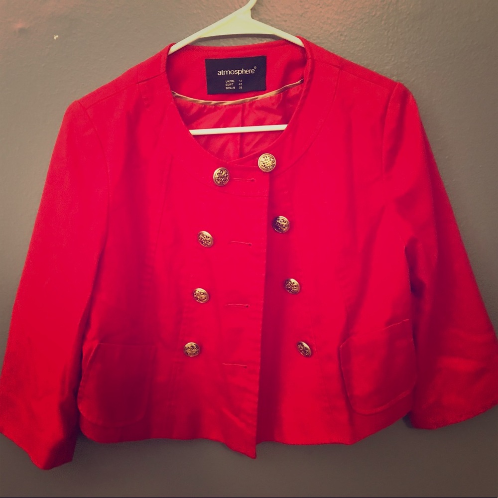 Classic Red Bolero with custom “military” buttons